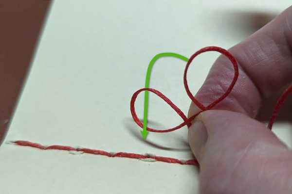 Stitching a softback notebook